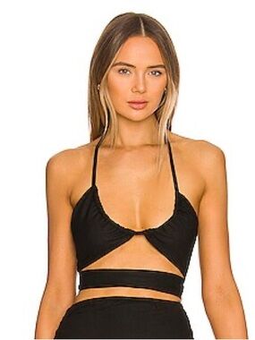 OW Collection Linen Blend Black Crete Top. NWT. Size Medium.